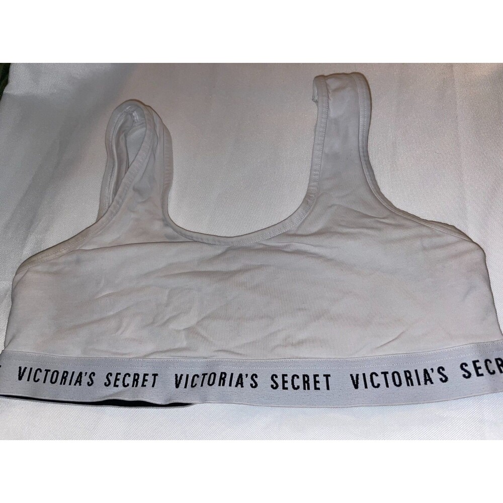 Victoria's Secret Sports Bralette Logo Band off White sz L